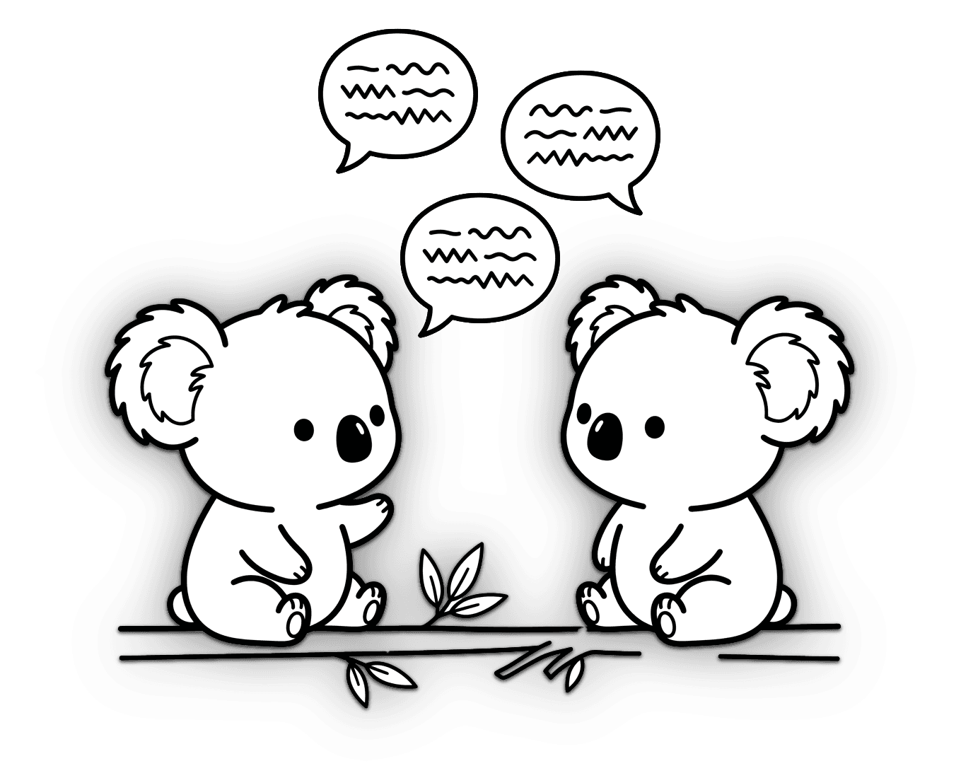 Illustration of koalas talking in a 1-on-1 meeting